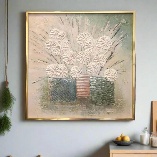 Vintage Oil Painting Flowers in Vases