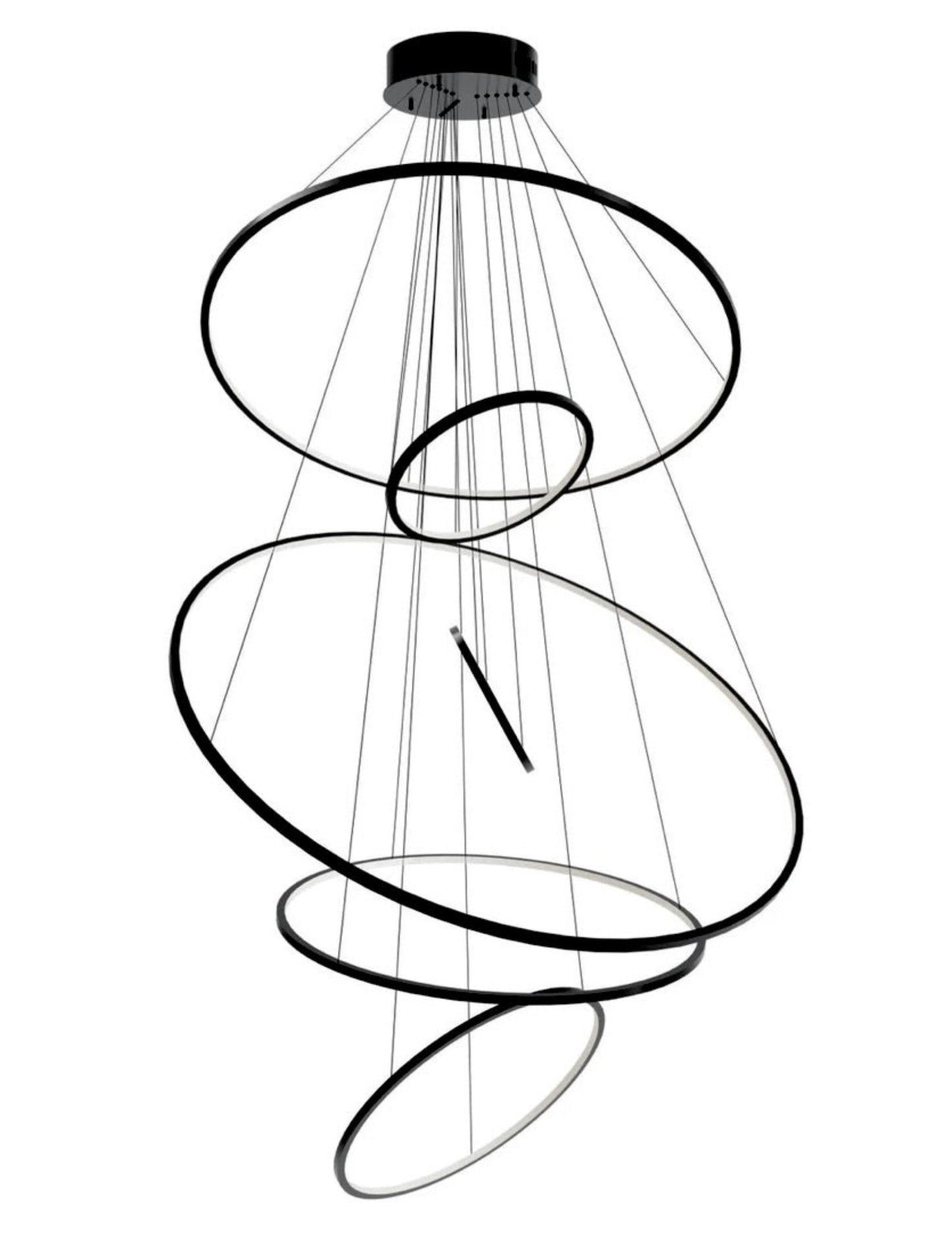 Large Modern 6 Light Rings Chandelier Adjustable for High Ceiling