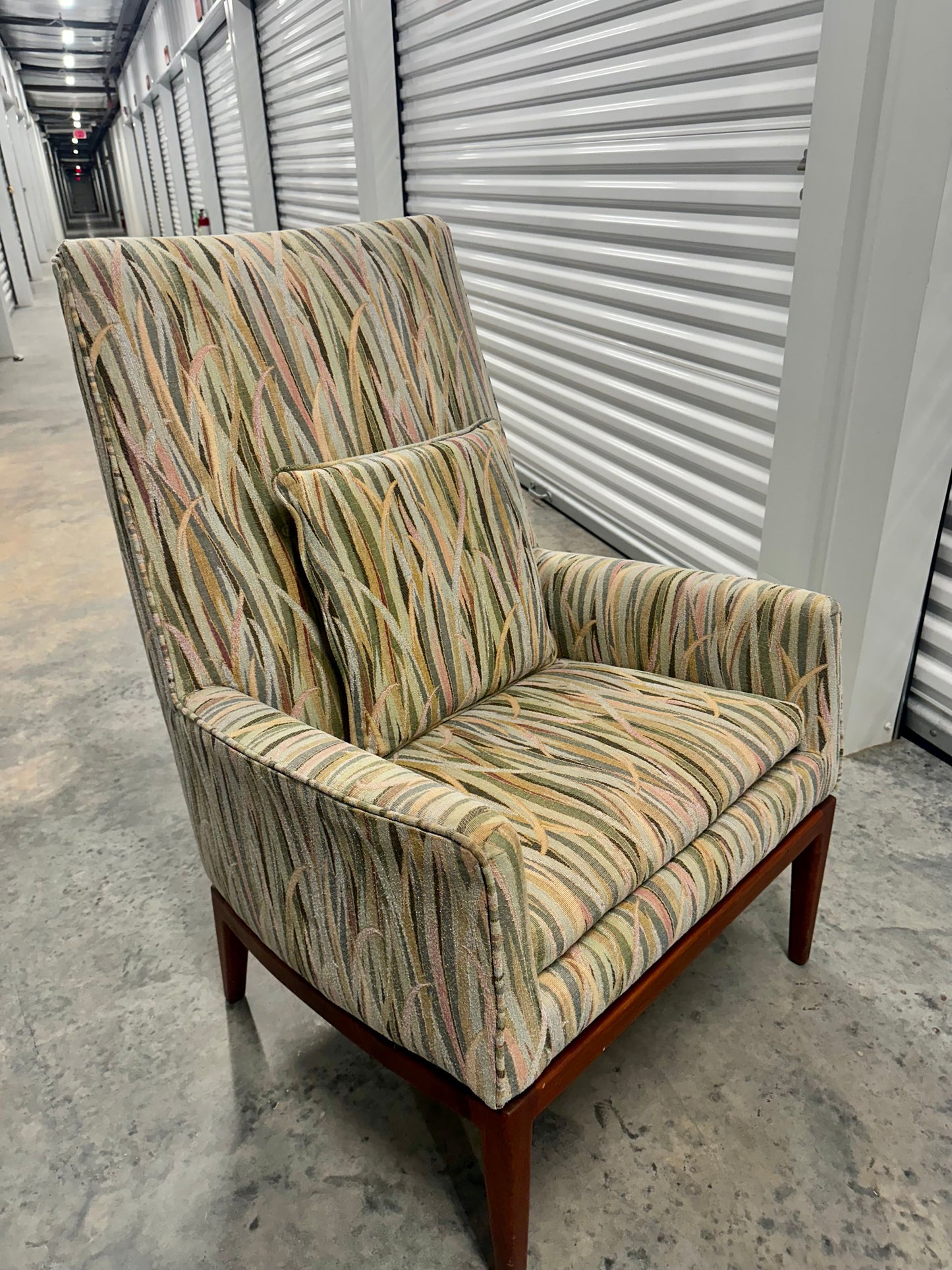 Walnut Armchair with Pastel Fabric