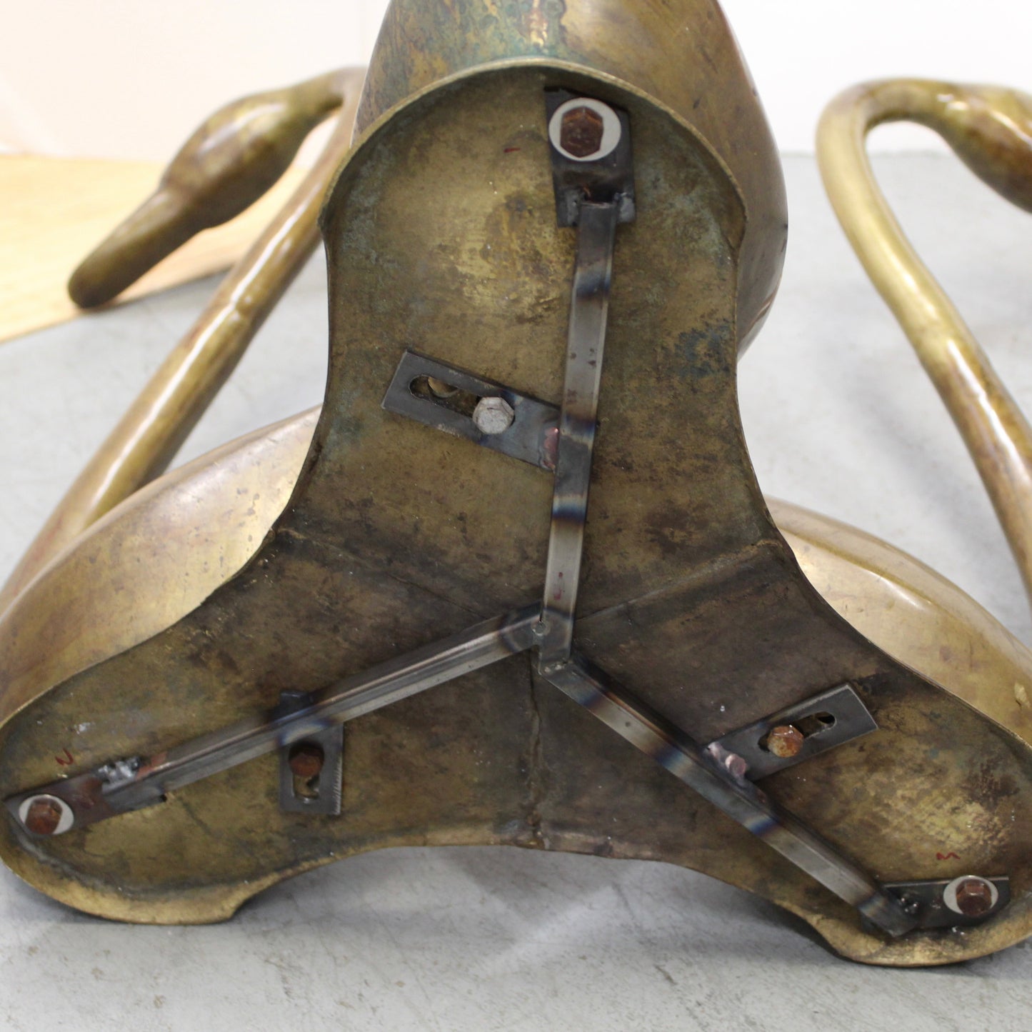 Vintage 3 Brass Swans Accent Table