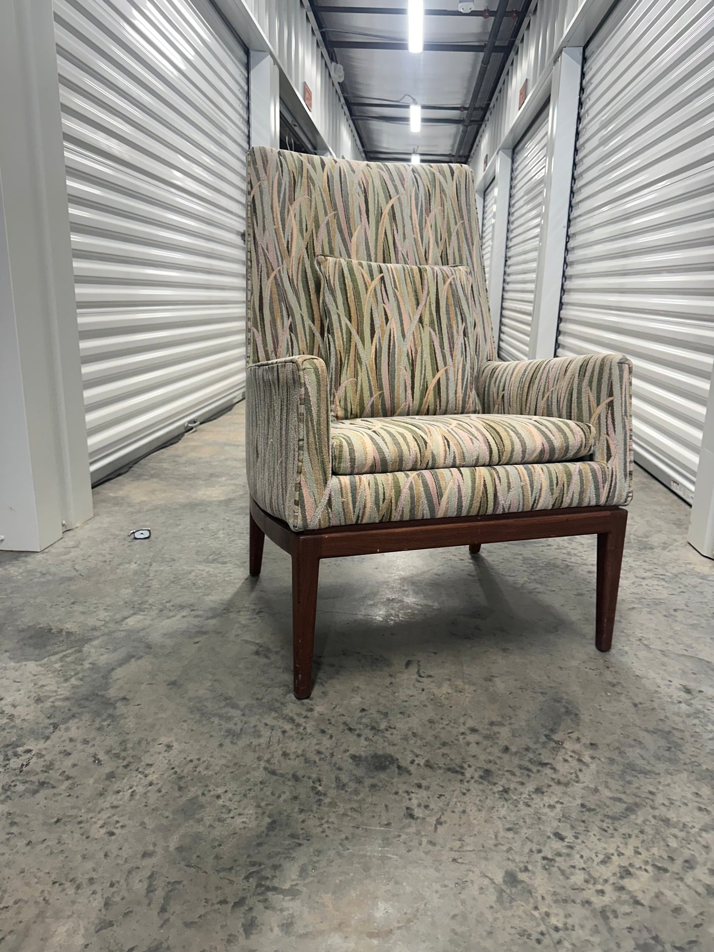 Walnut Armchair with Pastel Fabric