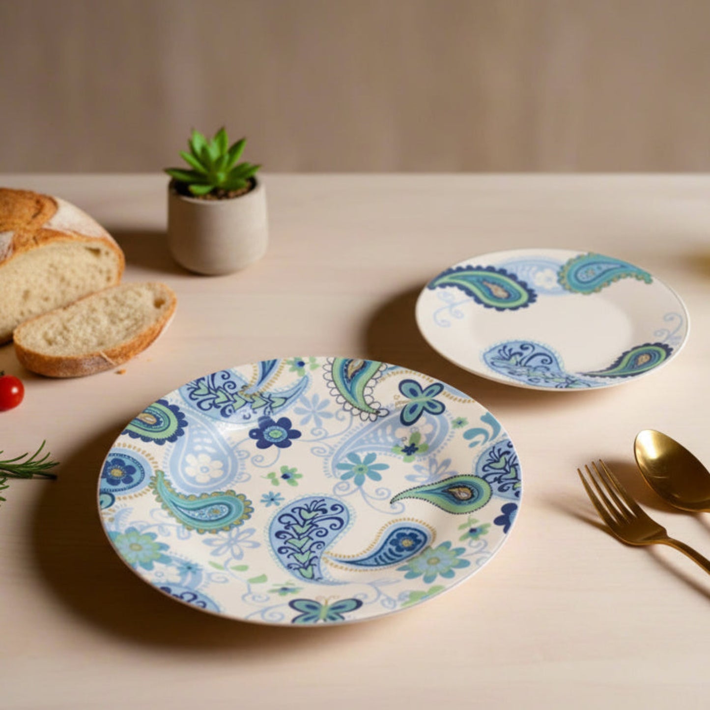 1990s Royal-Norfolk Paisley Dinner Plate | Set of 8 - OffCenterModern