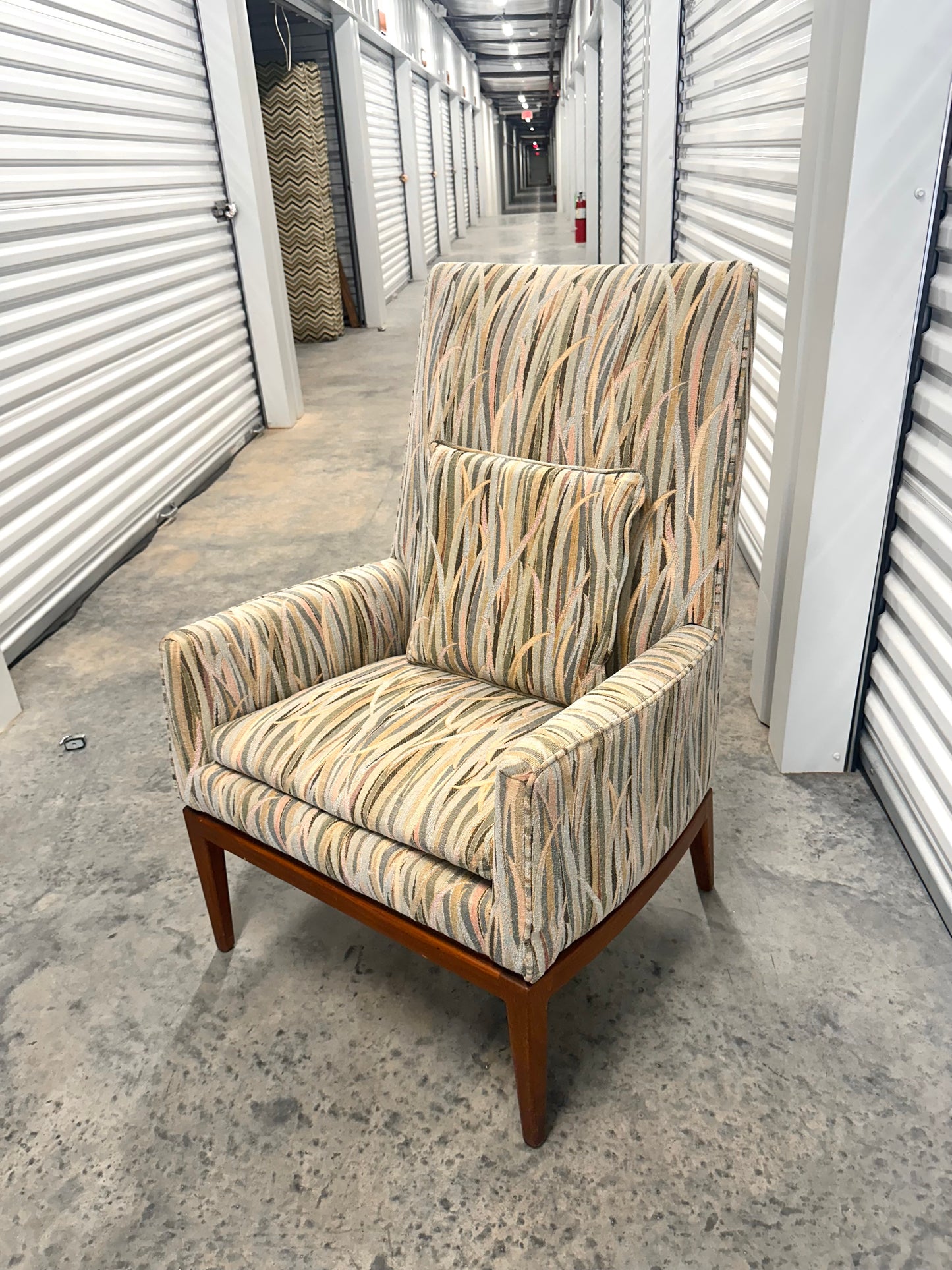 Walnut Armchair with Pastel Fabric