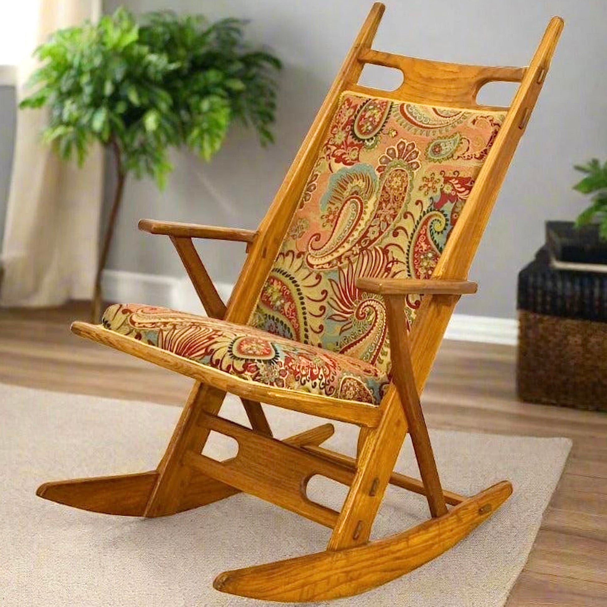 Cushioned Oak Rocking Chair