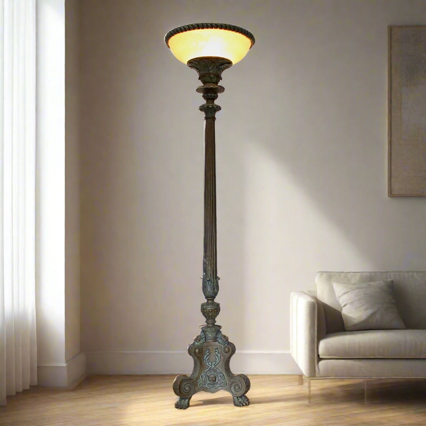 Modern Art-Nouveau Style Torchère Floor Lamp