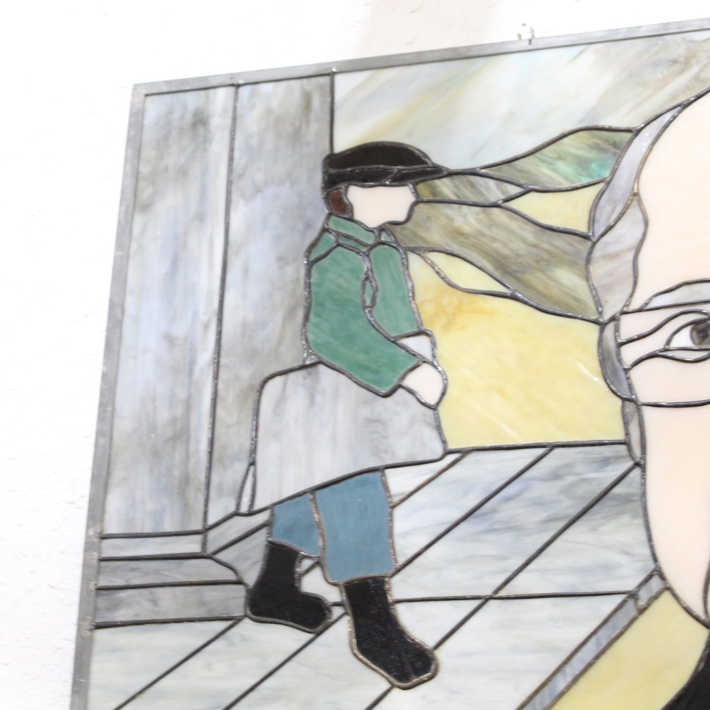 Vintage Handcrafted Stained Glass Portrait Panel