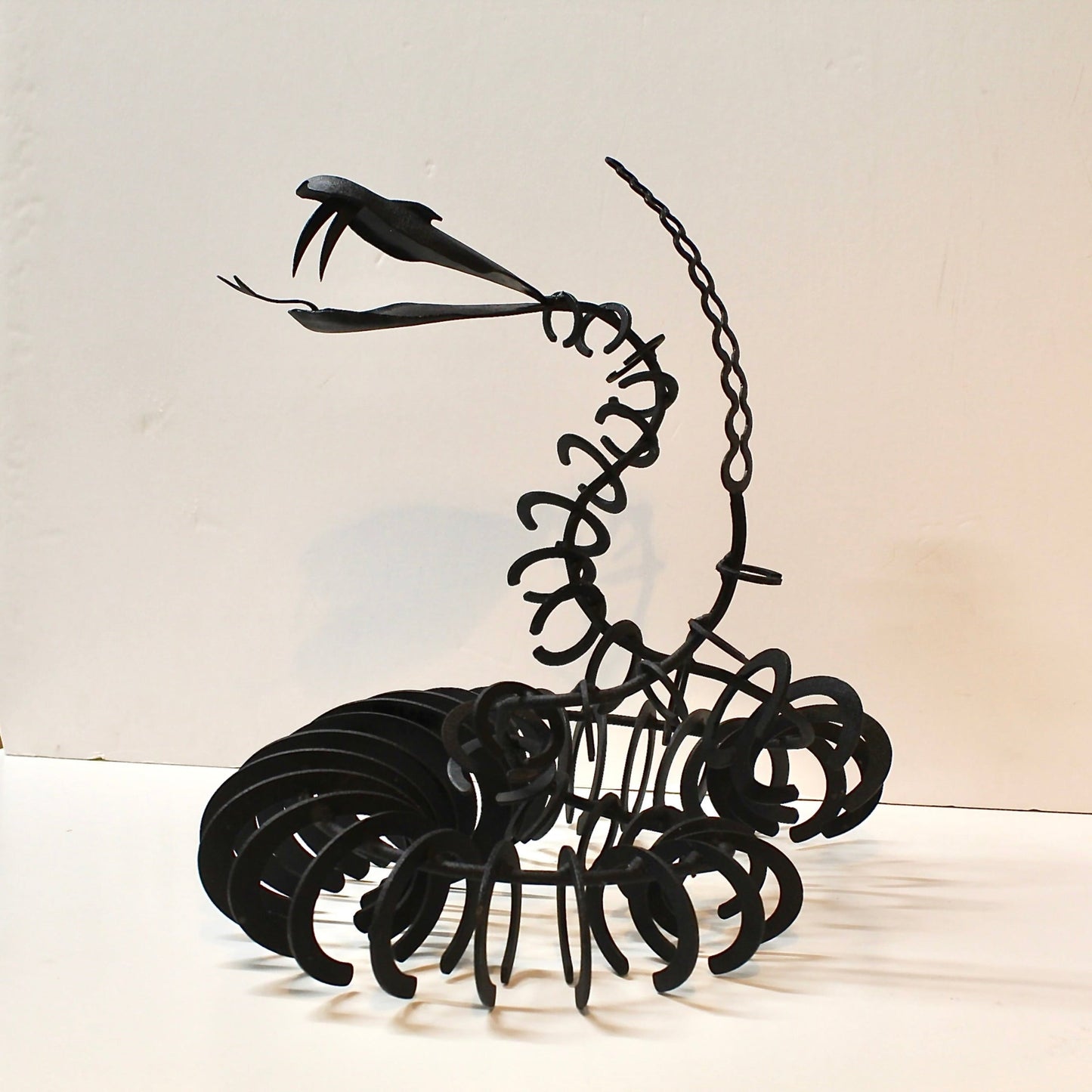 Modernist Snake & Scorpion Black Metal Sculpture Set
