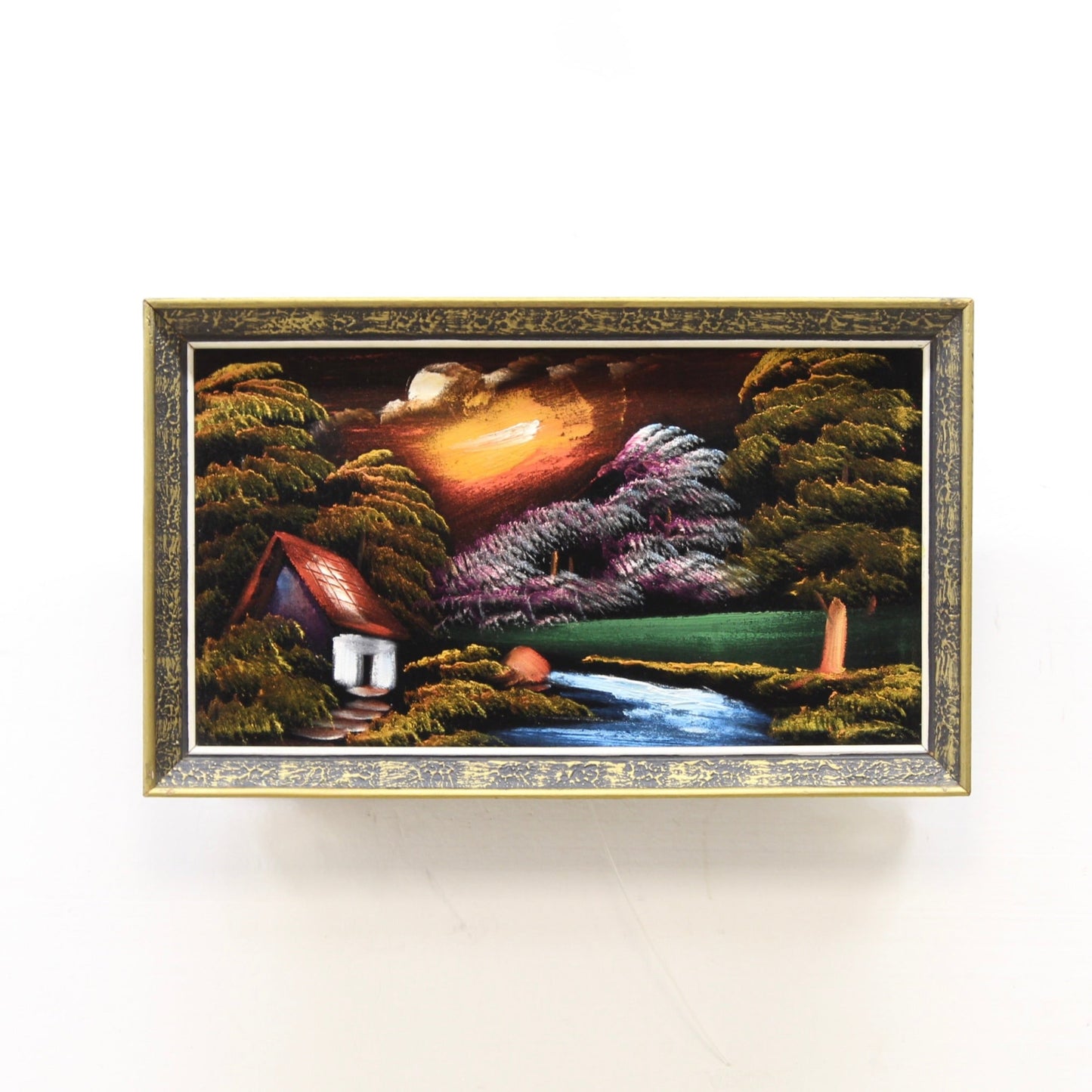 Vintage 1960s Black Vetvet Landscape