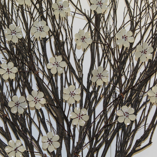 Vintage Branch Adorned with Metal Jasmine Flowers