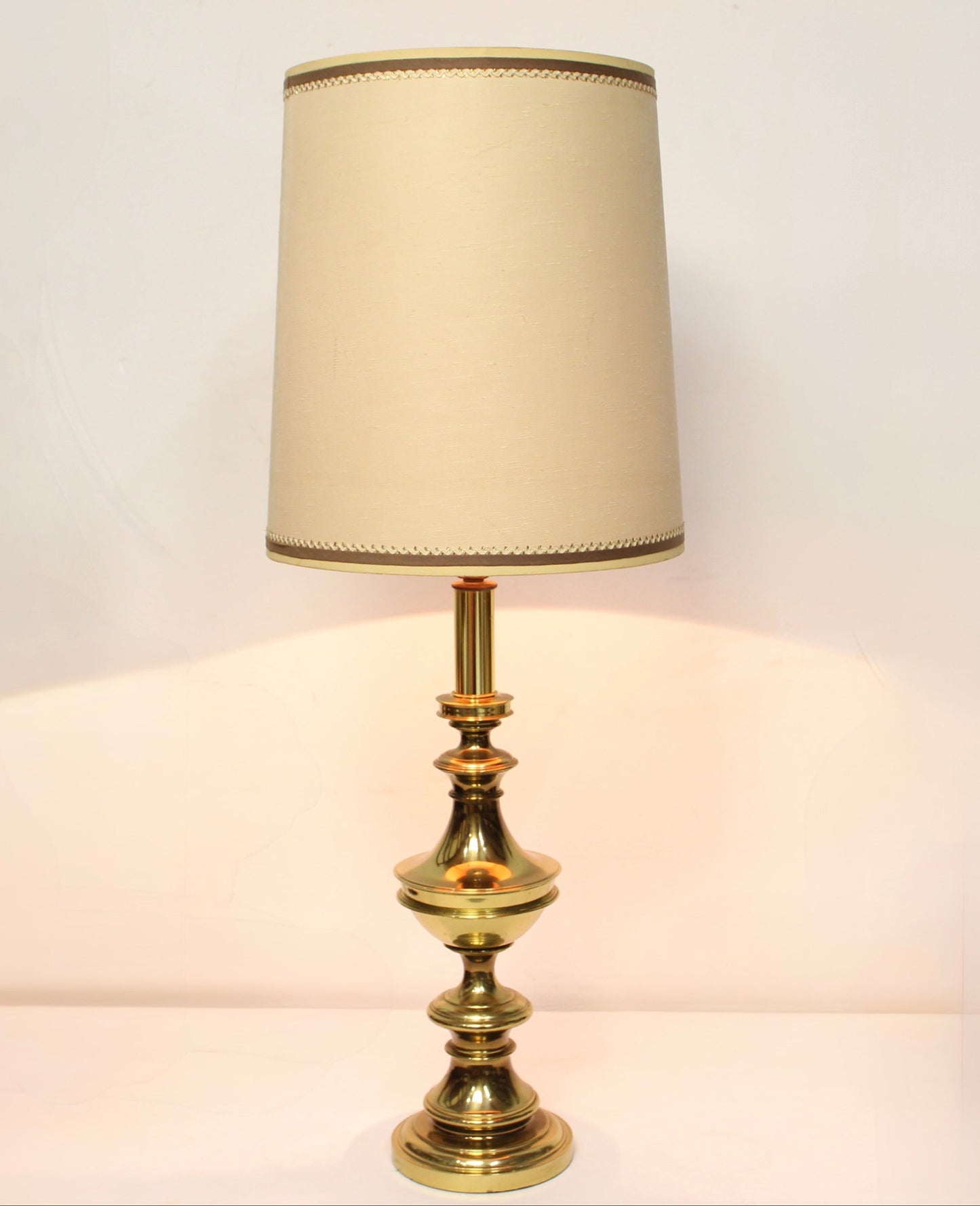 1960s Large Brass Candlestick Shape Table Lamp