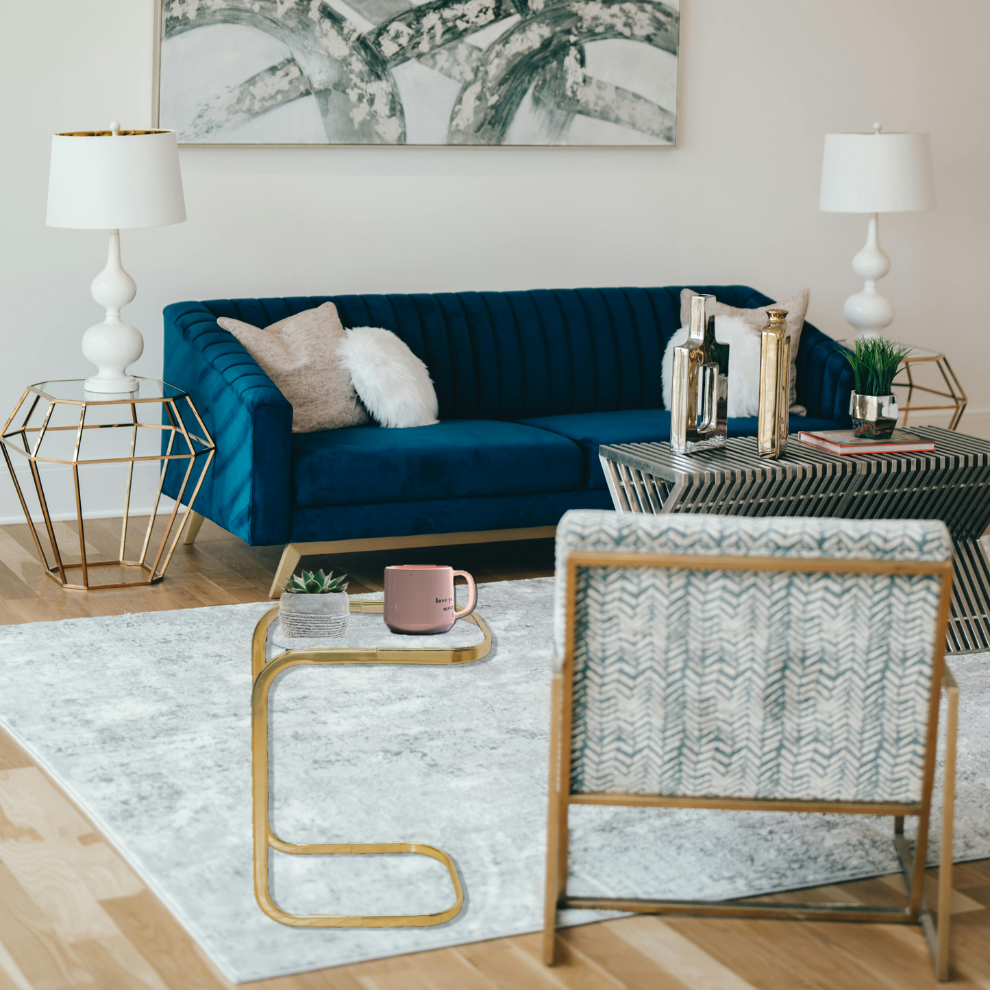 Small Glass and Brass Cantilever Table 2 Available