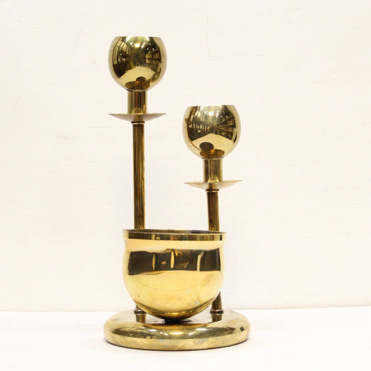 Brass Planter Double Globe Lamp
