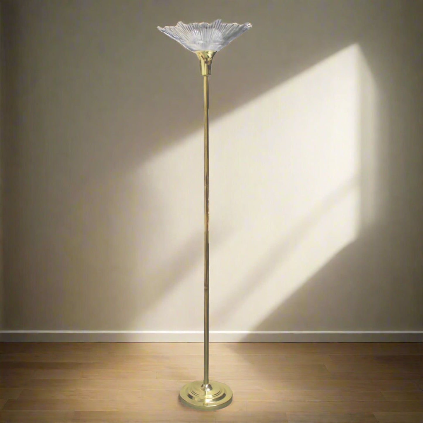 Vintage Brass Floor Lamp w/ Starburst Shade