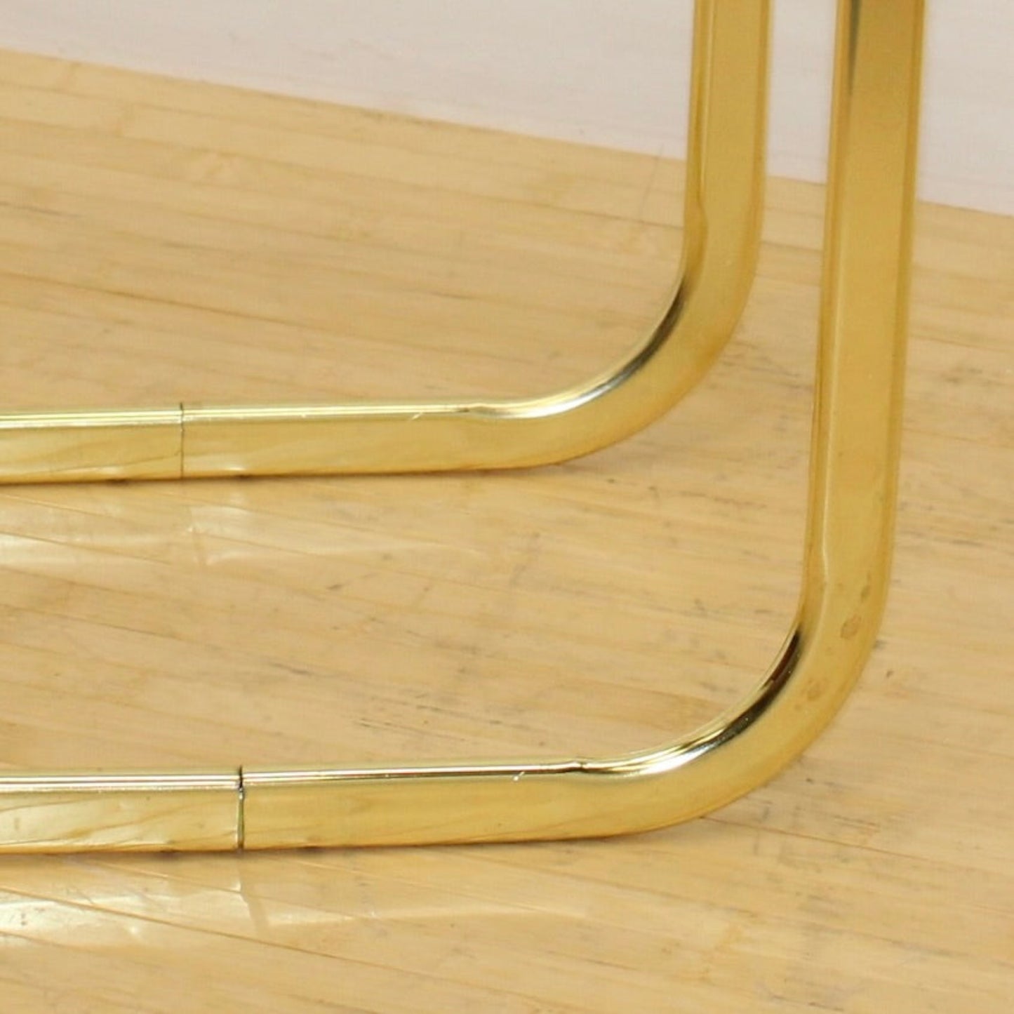 1980s Brass Finish and Glass Cantilever Table