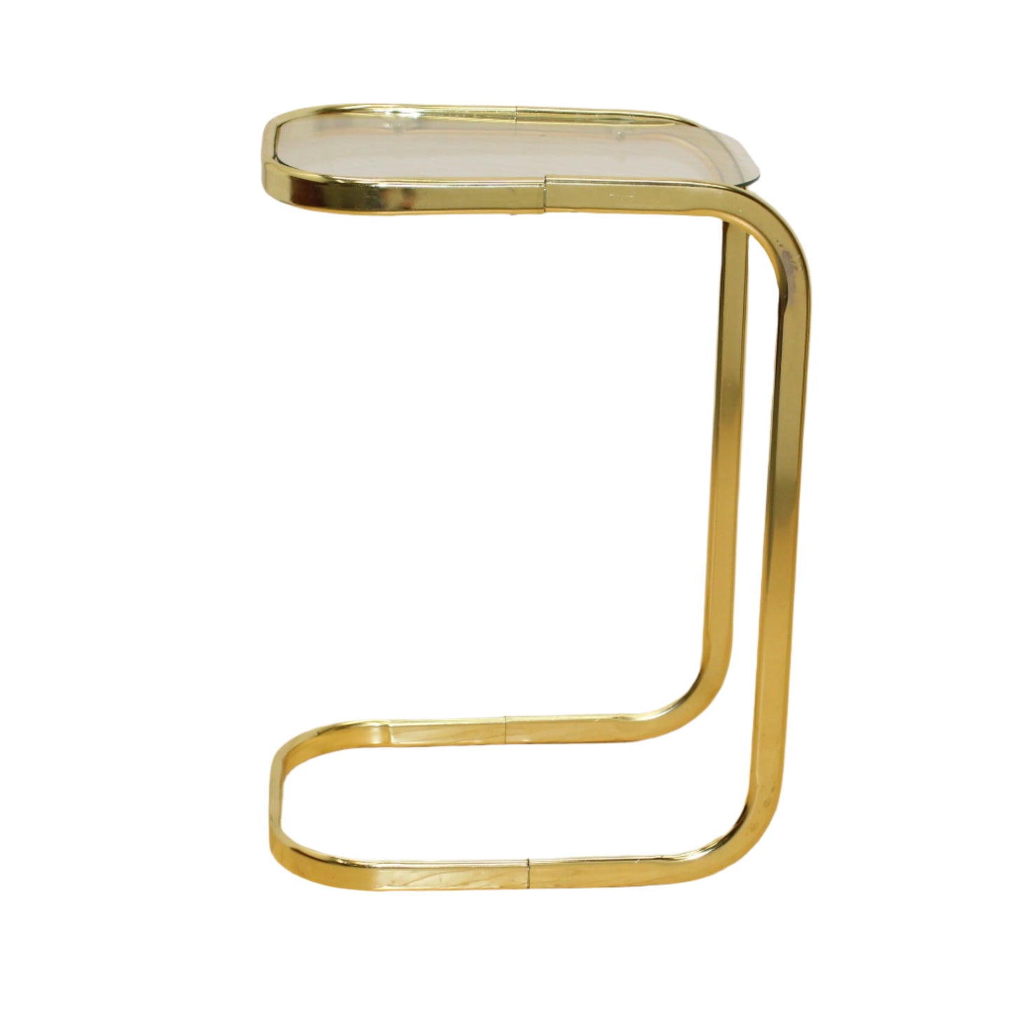 1980s Brass Finish and Glass Cantilever Table