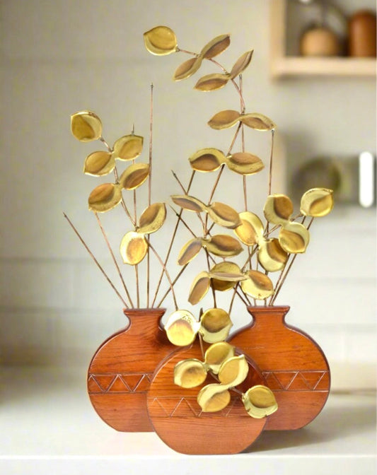 Tabletop sculpture | Teak and Brass