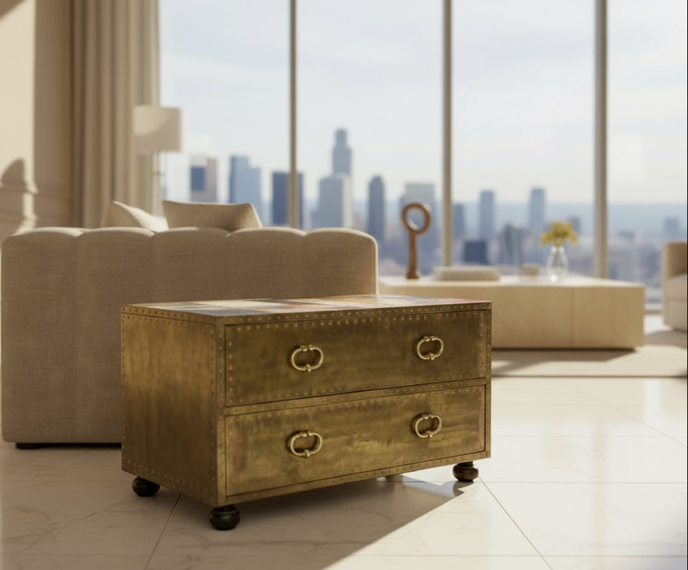 Sarried Brass Clad 2-Drawer Chest