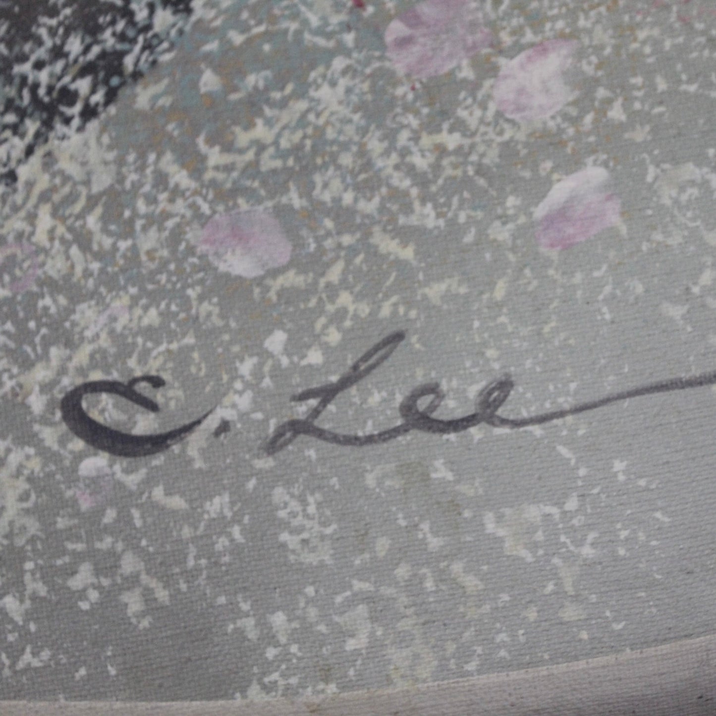 Vintage Painting on Canvas Signed C Lee | Round Frame