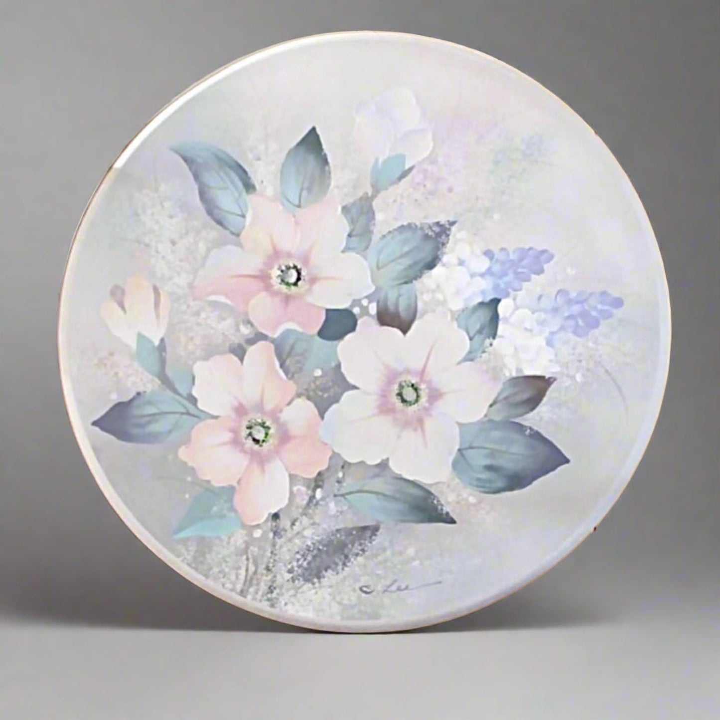 Vintage Painting on Canvas Signed C Lee | Round Frame