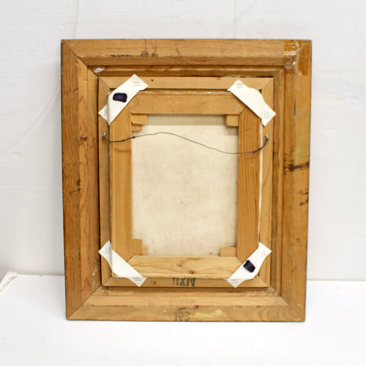 The back of orange poppy oil painting with thick impasto texture signed King".