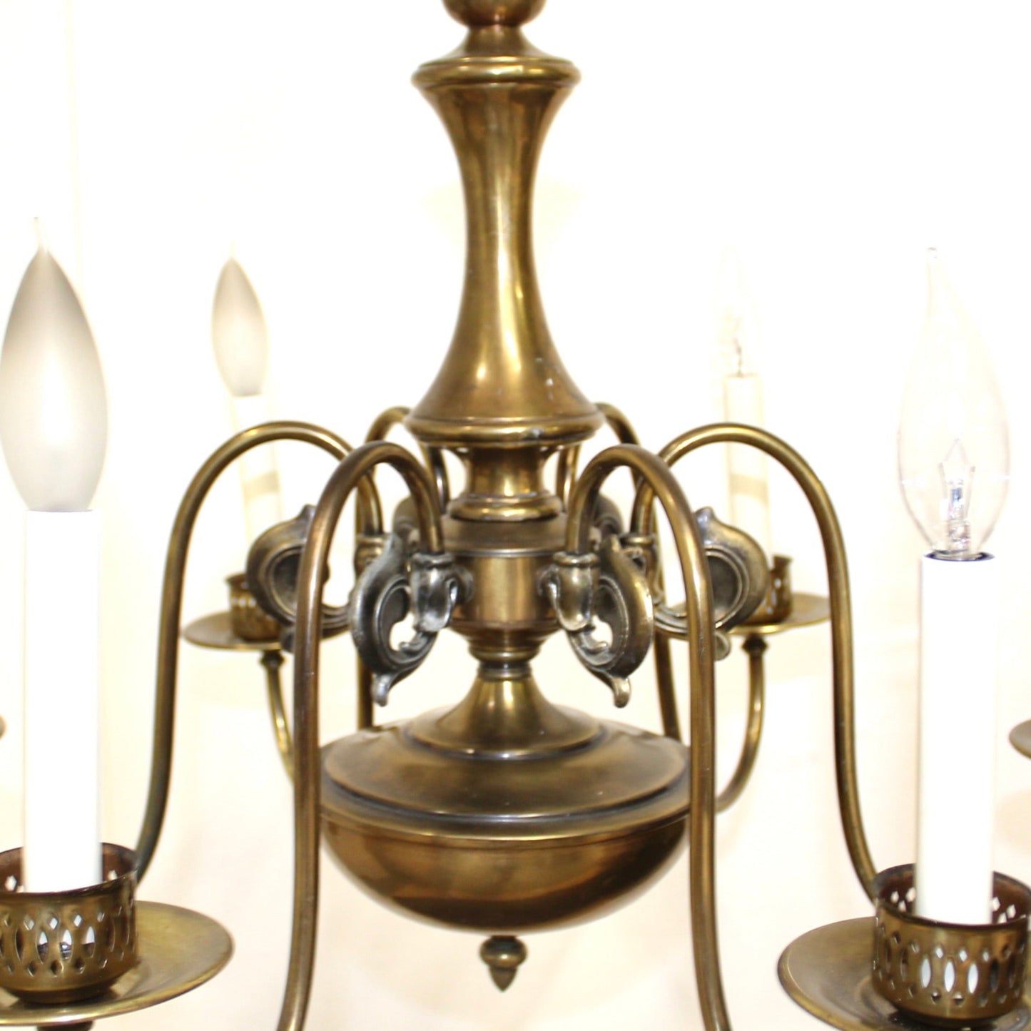Colonial Style 6 Light Brass Chandelier