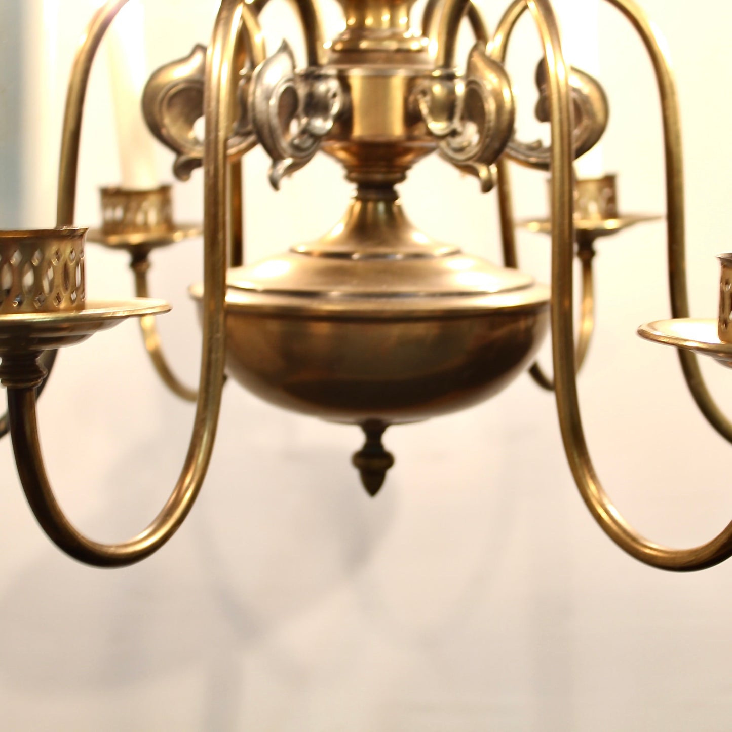 Colonial Style 6 Light Brass Chandelier