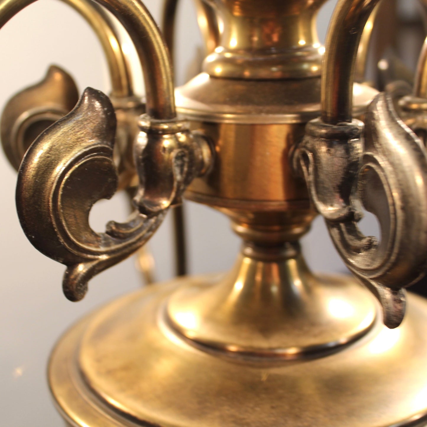 Colonial Style 6 Light Brass Chandelier