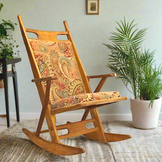 Cushioned Oak Rocking Chair