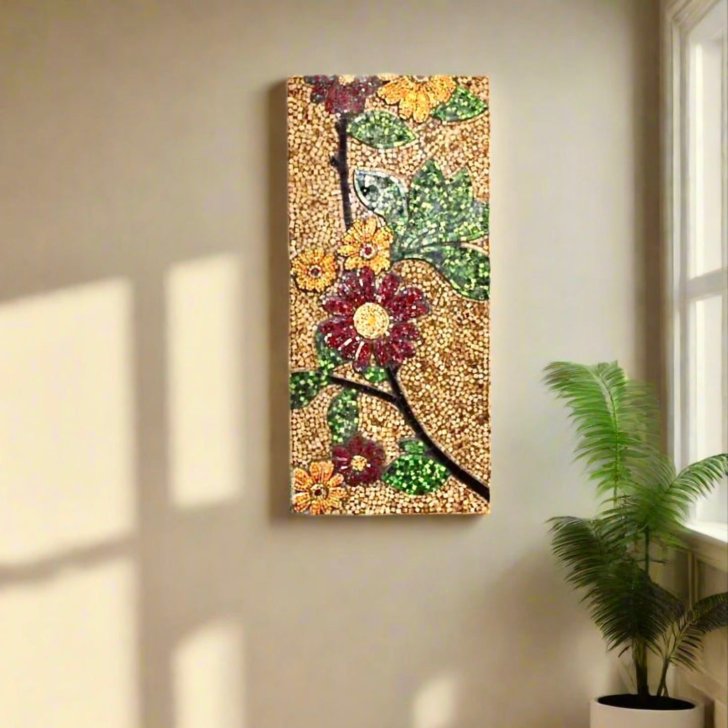 Large Vintage Glass Mosaic Flowers