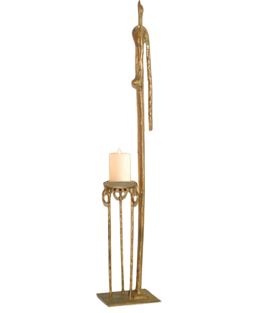 1970's Abstract Gold Glit Greek Goddess Candle Holder