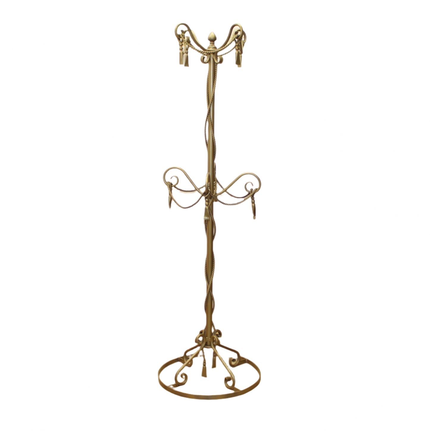 Vintage Metal Rope & Tassel Free-Standing Coat Rack