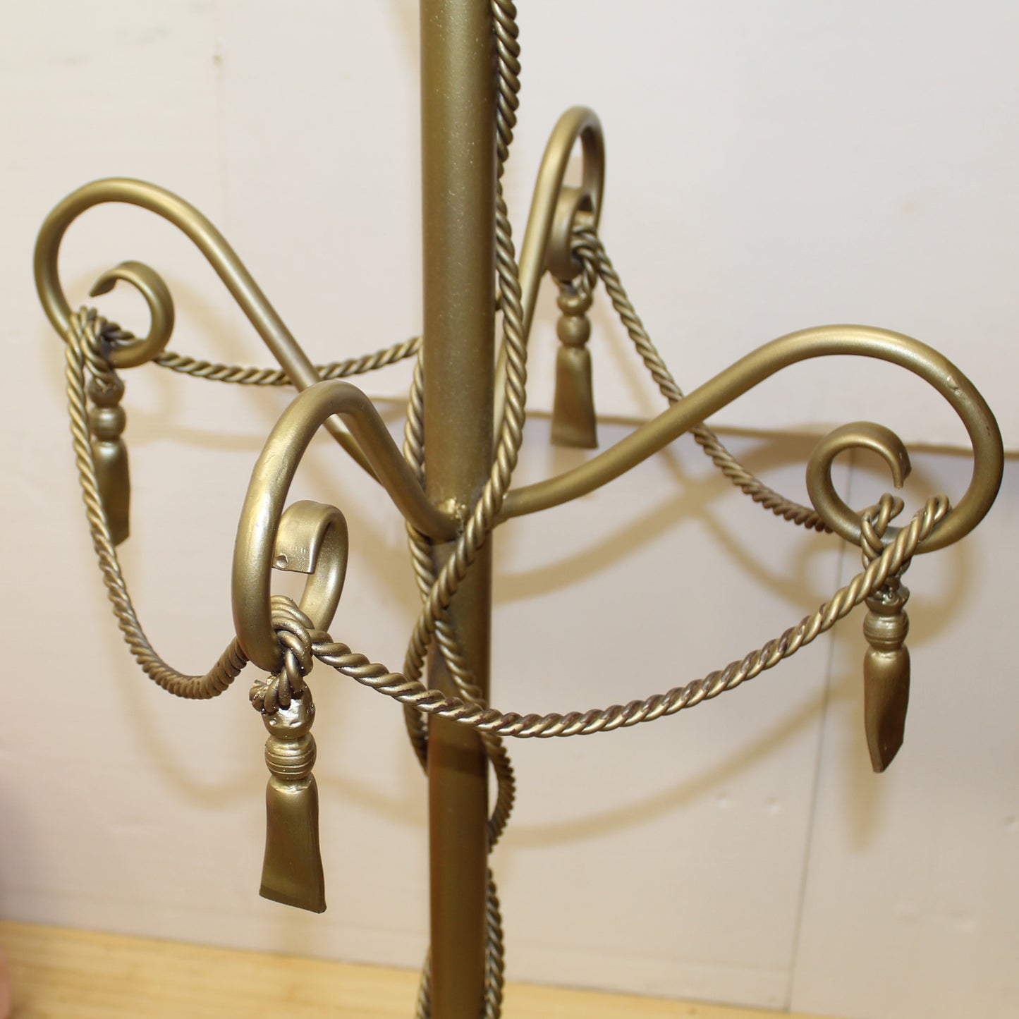 Gold Rope & Tassels Coat Rack | Tall Regency Style