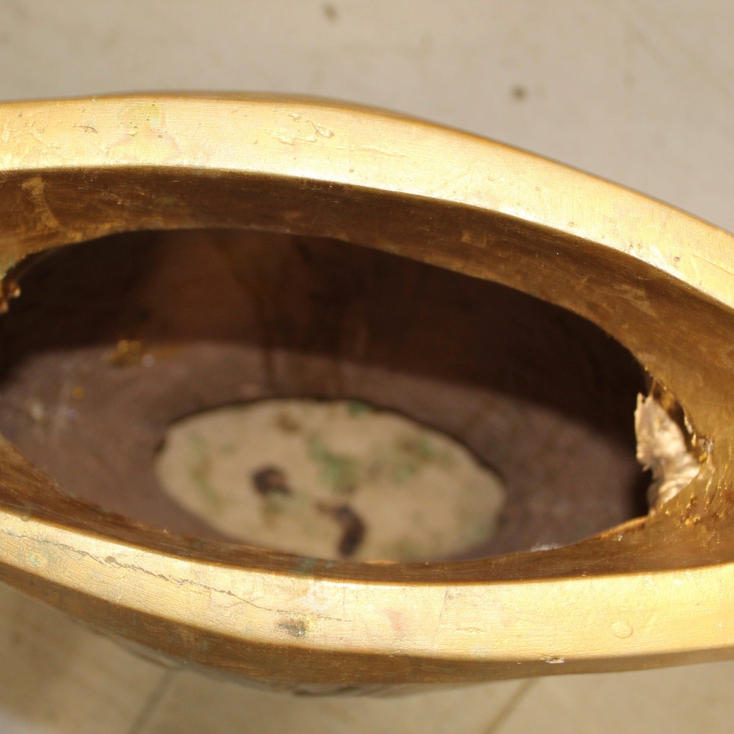 Large Decorative Silver Painted Floor Vase with Gold Scroll Floor