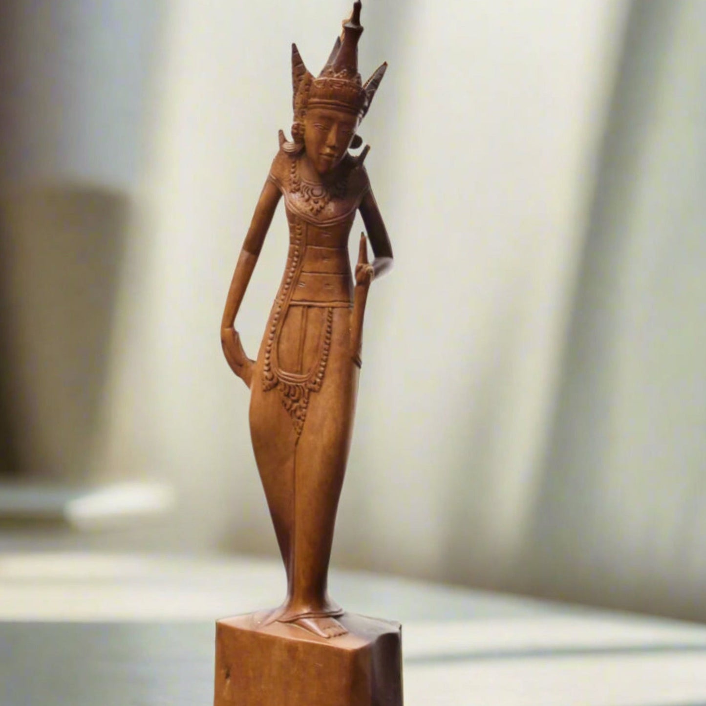 Vintage Bali Dewi Ratih Goddess Wood Statuette