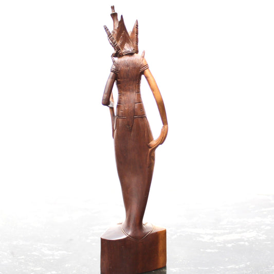 Vintage Bali Dewi Ratih Goddess Wood Statuette