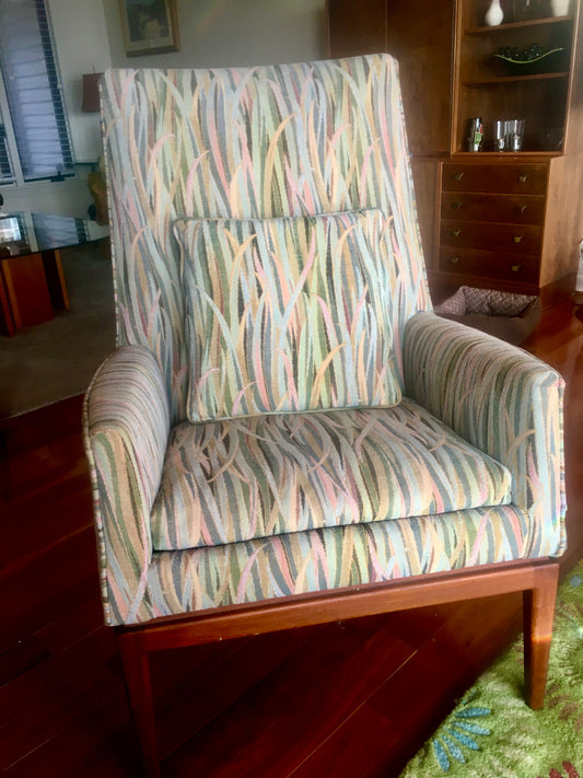Walnut Armchair with Pastel Fabric