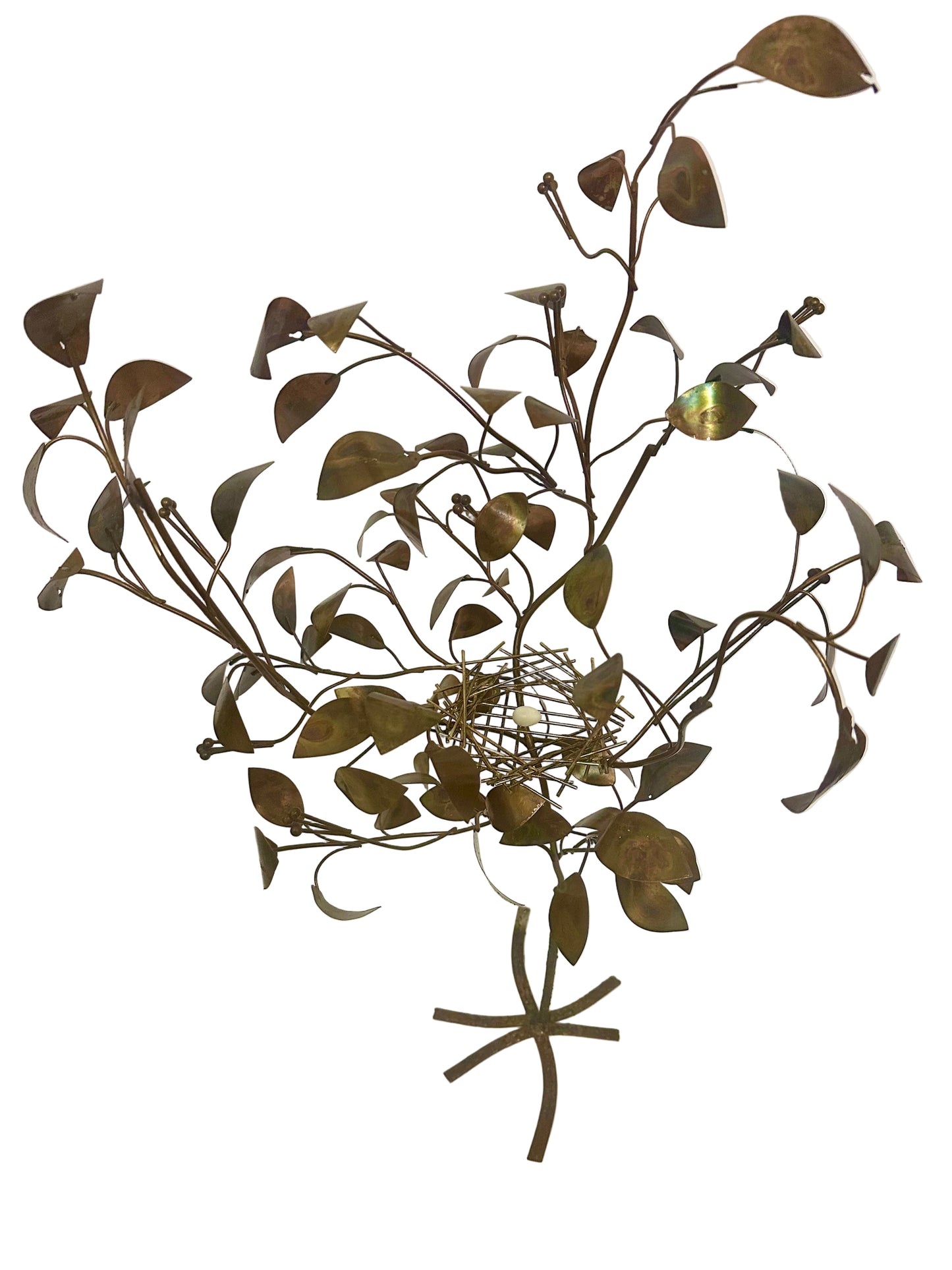 1979 Curtis Jere Bird's Nest in Copper Tree Tabletop Sculpture