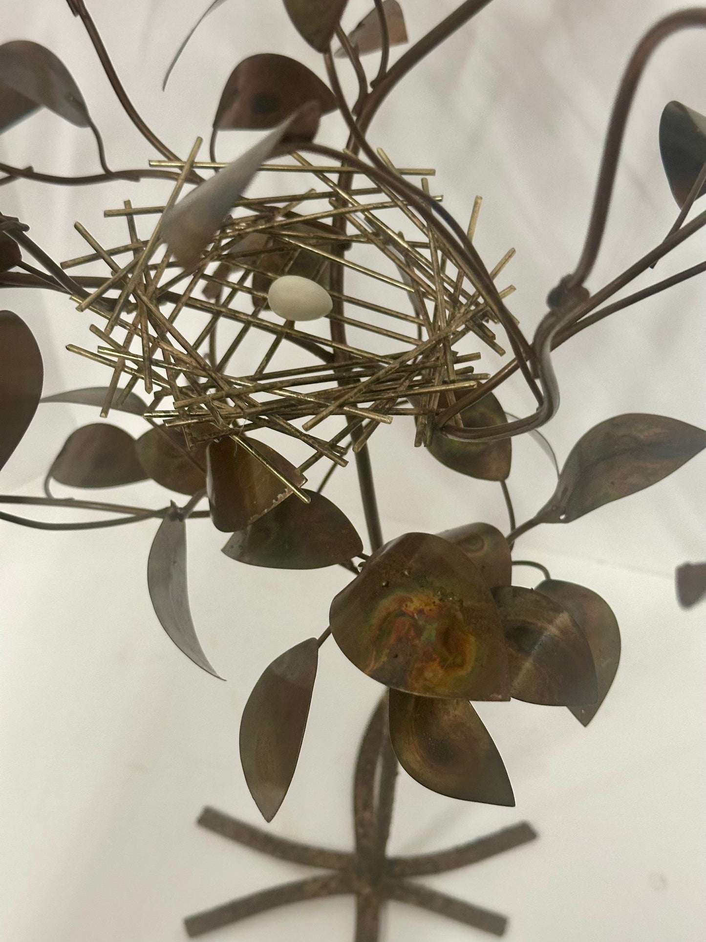 1979 Curtis Jere Bird's Nest in Copper Tree Tabletop Sculpture