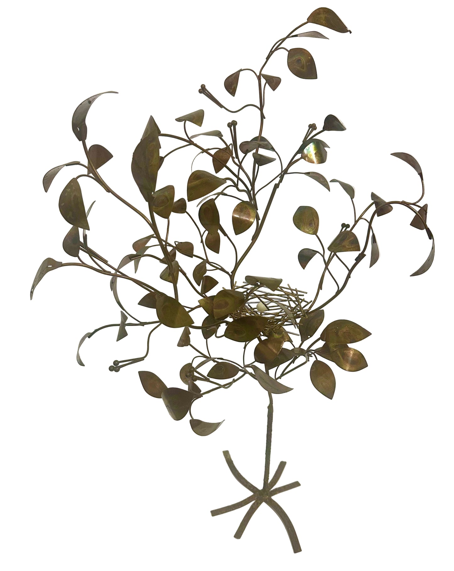1979 Curtis Jere Bird's Nest in Copper Tree Tabletop Sculpture