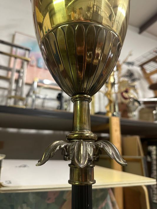 Neoclassical Brass Chalice Torchiere Floor Lamp