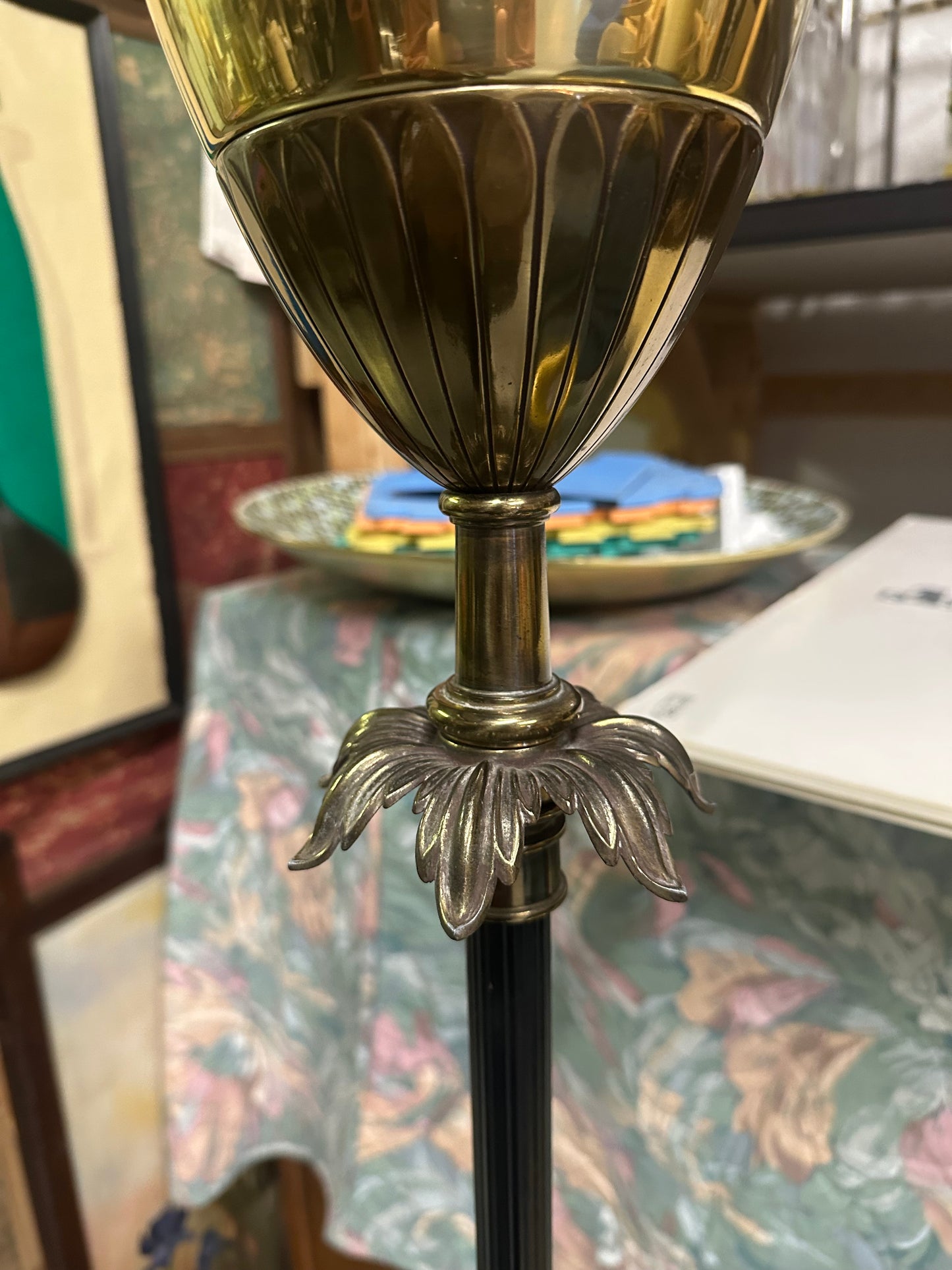 Neoclassical Brass Chalice Torchiere Floor Lamp