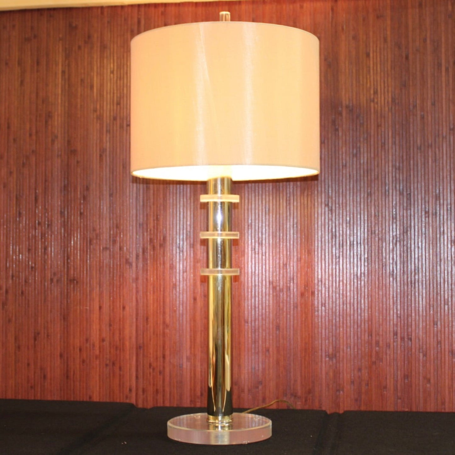Karl Springer Style Table Lamps with Lucite Rings