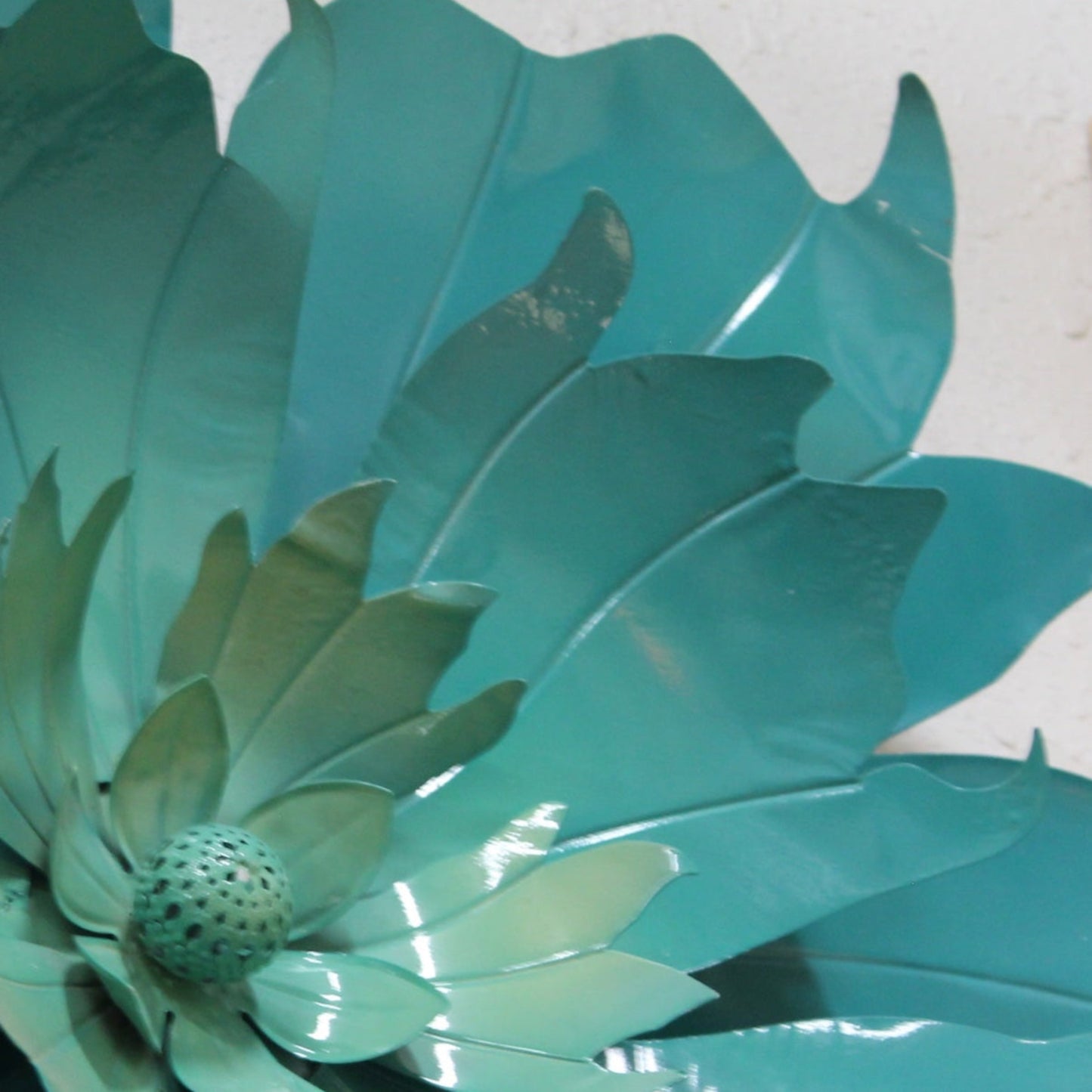 Vintage Teal-Colored Metal Flower Wall Art