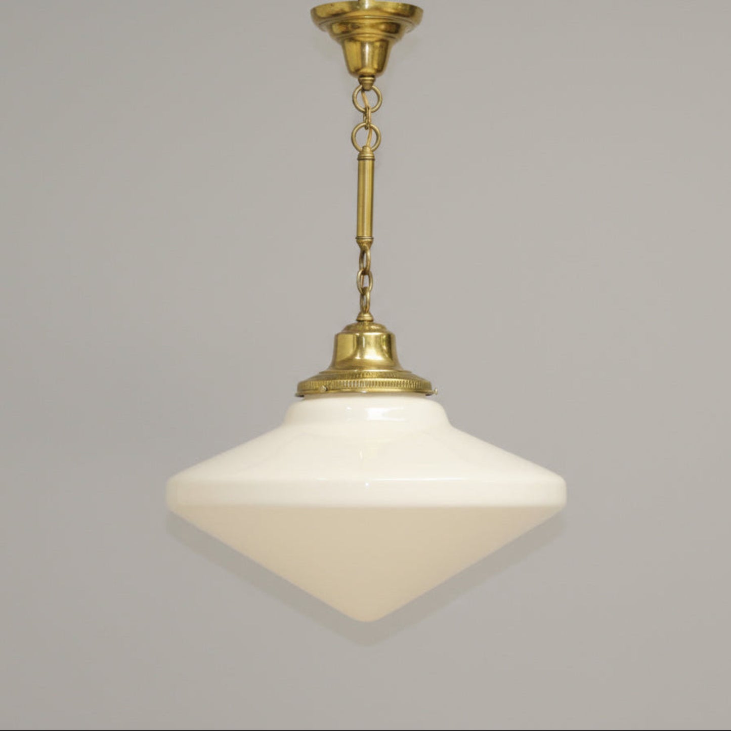 Milk Glass Art Deco Schoolhouse Pendant Light