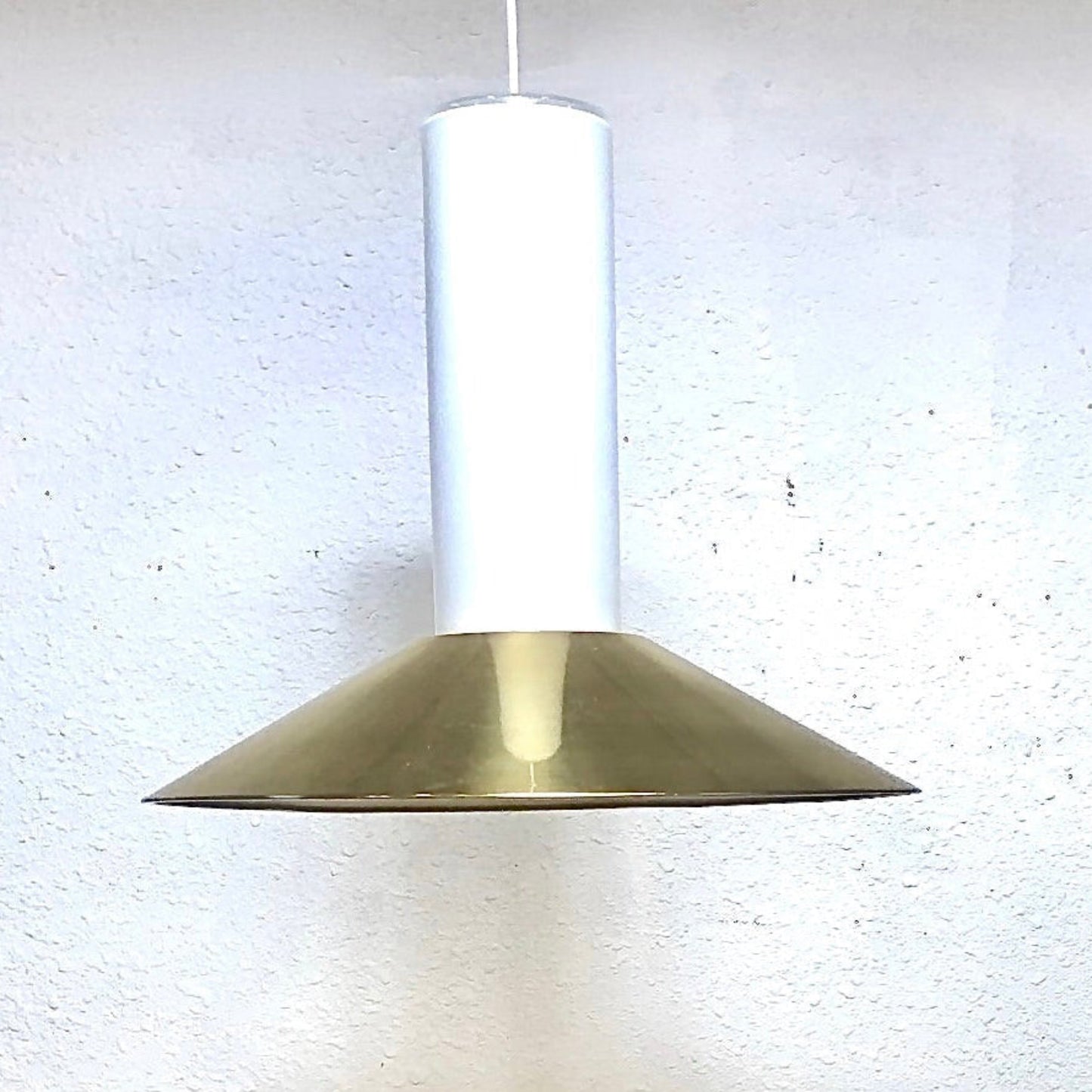 Large Murano Vistosi Glass Pendant Light with Brass Shade