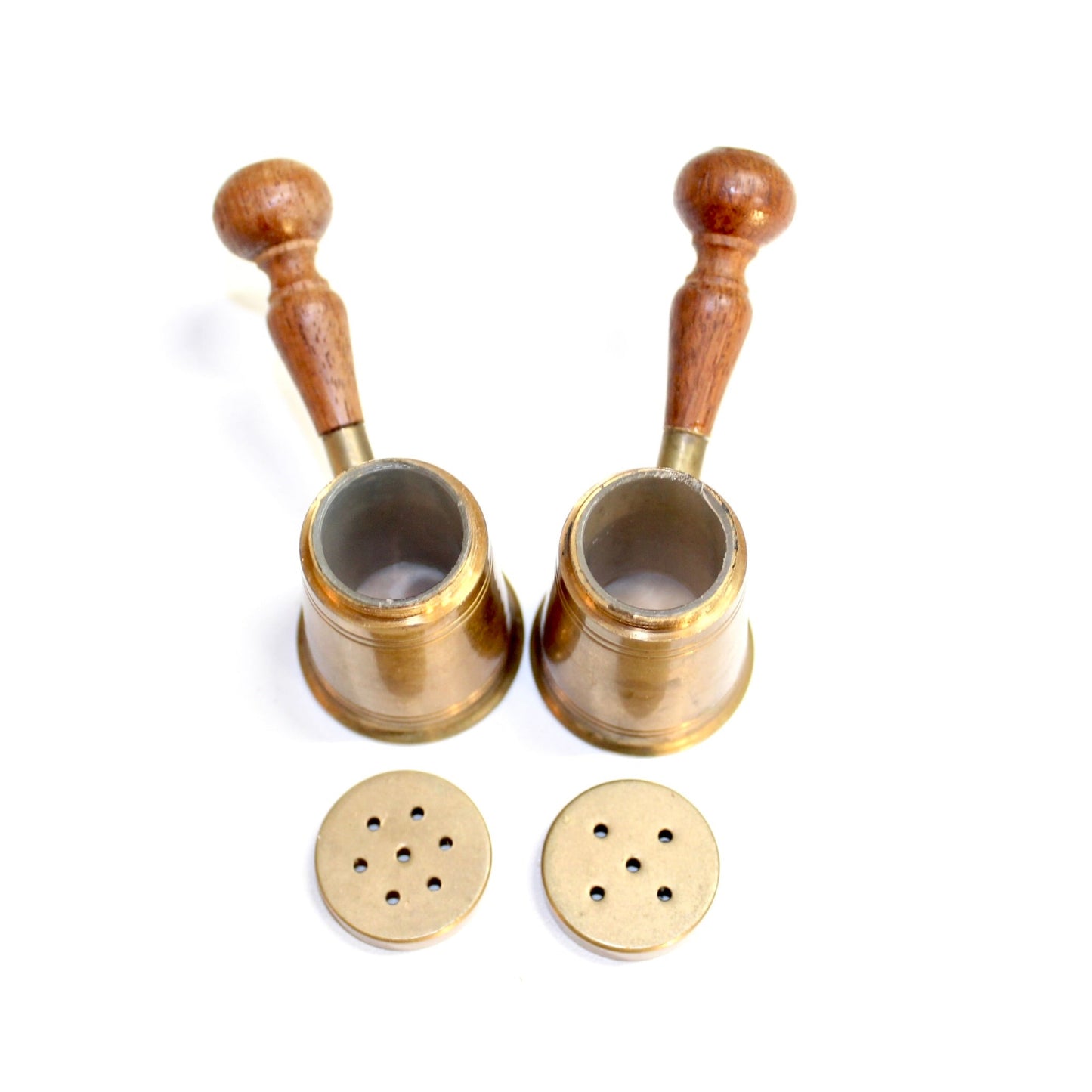 Vintage Brass Barrels Salt & Pepper Shakers, Judges Gavel Shaped Salt and Pepper Shakers