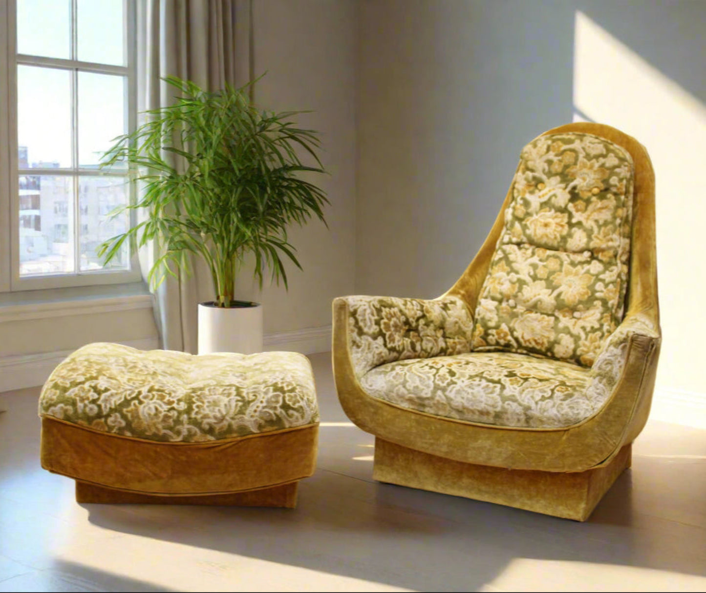 Mid-Century Modern Classic Armchair & Ottoman