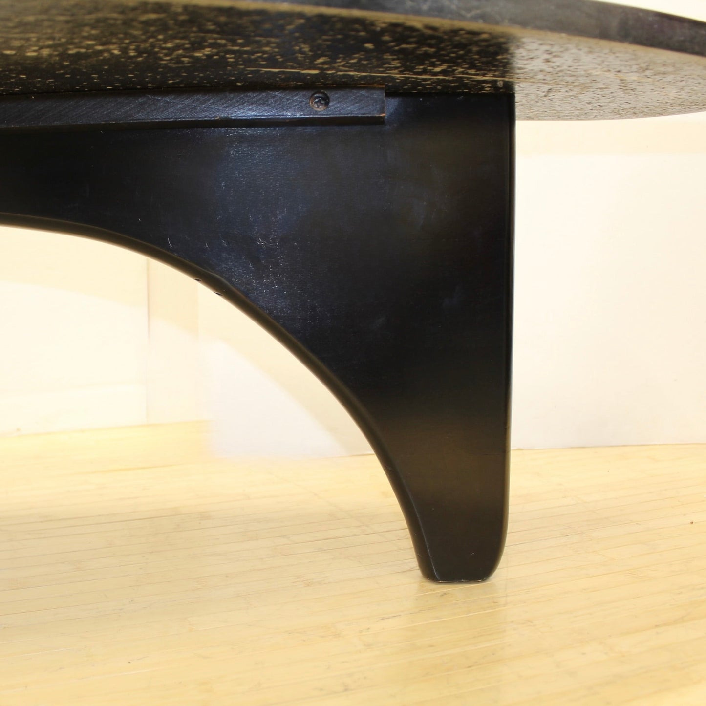 Large Mid Century Black Amoeba Kidney Shaped Coffee Table