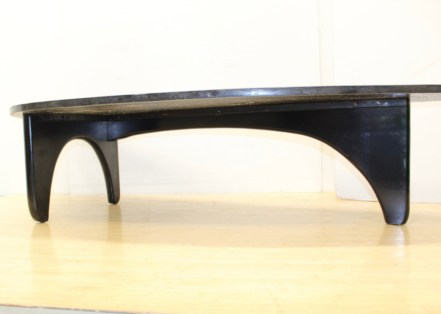 Large Mid Century Black Amoeba Kidney Shaped Coffee Table