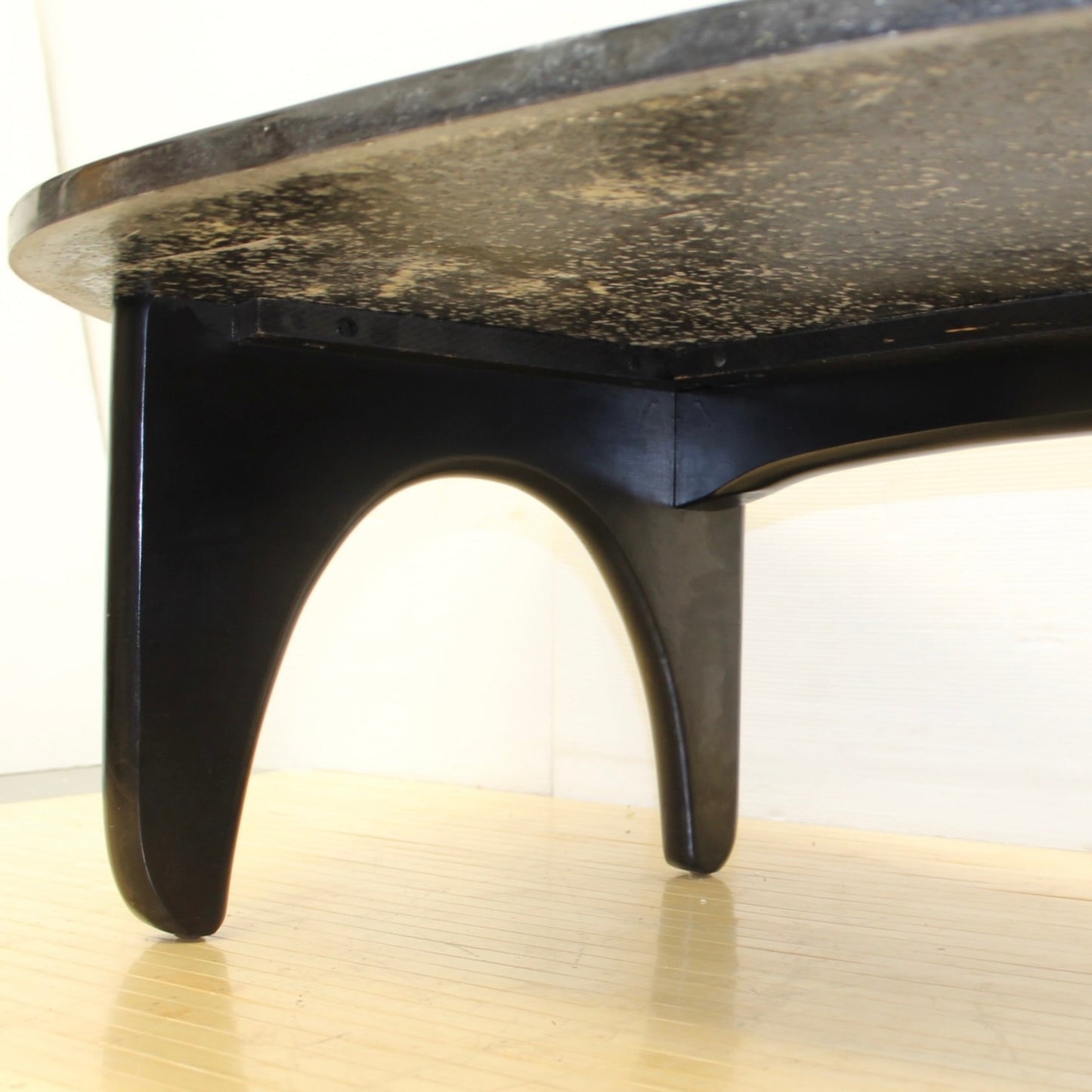 Large Mid Century Black Amoeba Kidney Shaped Coffee Table